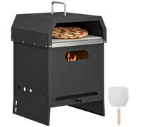 Outsunny Four à pizza d'extérieur 3 en 1 - Four à pizza à bois - En acier inoxydable - 2 niveaux - Avec poignées en pierre à pizza - Pelle à pizza portable - Pour jardin, fête