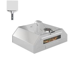 Outsunny Four à pizza portable de 20,3 cm en acier inoxydable avec thermomètre intégré et fenêtre de visualisation pour barbecues à gaz et charbon de bois, comprend des poignées de transport, une