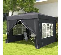 Outsunny Gazebo 3x3 à Hauteur Réglable avec Trous de Drainage et Sac de Transport, en Métal, Gris
