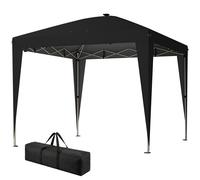Outsunny Gazebo 3x3 m Pliable à Hauteur Réglable avec Lampe Centrale et Télécommande, en Métal et Polyester, Noir