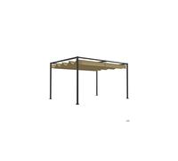 Outsunny Gazebo 4x3m Gazebo de jardin, toit de terrasse en acier, gazebo de jardin avec toit ajustable, couleur kaki