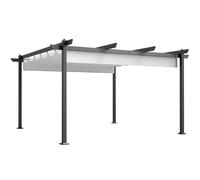 Outsunny Gazebo Pergola 4x4 m avec auvent rétractable, 8 Vis et 8 Piquets en Aluminium, Polyester et Métal, Blanc