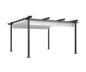 Outsunny Gazebo Pergola 4x4 m avec auvent rétractable, 8 Vis et 8 Piquets en Aluminium, Polyester et Métal, Blanc