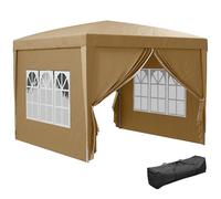 Outsunny Gazebo Pliant 3x3 Pop Up avec 2 Portes et 2 fenêtres, 4 Panneaux latéraux et Sac de Transport, Gazebo d'extérieur en Acier et Tissu Oxford, pour Le Jardin, Les fêtes, Le Camping, Kaki