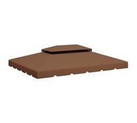 Outsunny Gazebo Toit de Remplacement 4x3m Toit de Remplacement avec Double Toit avec 8 Trous de Drainage Auvent de Remplacement pour Pavillon Gazebo Marron