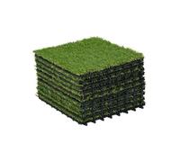 Outsunny Gazon Artificiel 10 Pcs Tapis De Gazon 30x30 Cm, Gazon Artificiel En Rouleaux De 25 Mm, Vert Foncé Multicolore