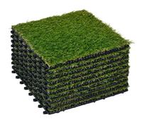 Outsunny Gazon synthétique Set 10 dalles 30×30 cm ép. Confort 3 cm emboîtables Vert