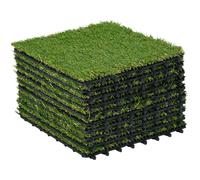 Outsunny Gazon synthétique Artificiel Set de 10 Dalles Carreaux 30 x 30 cm épaisseur Confort 3,5 cm à emboîter Vert