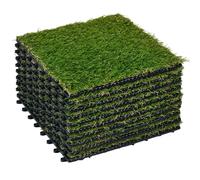 Outsunny Gazon synthétique Artificiel Set de 10 Dalles Carreaux 30 x 30 cm épaisseur Confort 3 cm à emboîter Vert