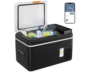 Outsunny Glacière Électrique Voiture 30L, Contrôle via Application, Modes MAX & ECO, 12V/240V, -20 à 20 °C, Réfrigérateur Portable à Compression pour Voiture, Camion, Bateau, Camping-Car, Noir