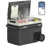 Outsunny Glacière Électrique Voiture 40L, Réfrigérateur Portable à Compresseur avec Double Zone, Refroidissement Puissant & Mode ECO, Contrôle par APP, -20℃ à 20℃, pour Voiture, Camion, Noir