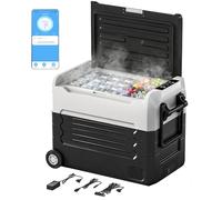 Outsunny Glacière Électrique Voiture 50L - Réfrigérateur Portable à Compression -20 à 20 ℃ Charge 300kg - Frigo de Voiture Double Zone, Refroidissement Rapide, App - 12V 24V 220V Van Camping-car, Noir
