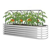 Outsunny Grande jardinière extérieure avec housse de serre et filet à fond ouvert pour patio terrasse 200x60x103 cm argenté