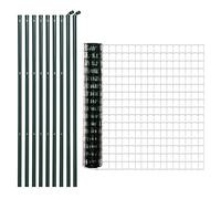 Grillage Rouleau Soudé - Maille 7,3l X 6,3l Cm - Hauteur 2 M - Longueur 10 M - Poteaux, Jambes De Force Inclus - Acier Revêtement Pvc Vert Vert