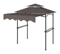 Outsunny Grillpavillon 242x149x248 cm résistant à l'eau, ignifuge, pavillon de jardin avec double toit Café