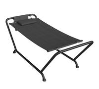 Outsunny Hamac avec support 237 x 90 cm Hamac à barre avec poche latérale, appui-tête Cadre métallique jusqu'à 150 kg