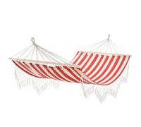 Outsunny Hamac de Voyage Portable Style Hippie Chic Toile de hamac dim. 2L x 1l m Coton Polyester Rouge crème rayé