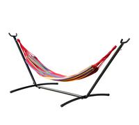 Outsunny Hamac de Jardin Autoportant en Acier et Coton Multicolore, Housse Incluse