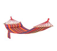 Outsunny Hamac en Coton Doux Portable avec appuie-tête et Poche latérale, balancelle de Luxe pour Plage, Jardin, Chambre, terrasse, Porche, intérieur et extérieur, 270 x 80 cm, Rayures Arc-en-Ciel
