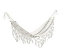 Outsunny Hamac Exterieur Bohème, Hamac Suspendu avec Frange macramée et Sac de Transport Extra Large pour Jardin, Camping, Terrasse, Patio, Beige