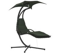 Outsunny Bain de Soleil transat Suspendu Chaise Suspendu Extérieur avec Pare-Soleil et Matelas Design Contemporain 190L x 110l x 190H cm Acier Polyester Gris foncé Noir