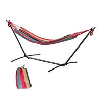 Outsunny – Hamac sur pied de jardin – Support métal époxy – 1 place, 120 kg – Sac transport rouge