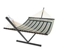 Outsunny Hamac sur pied 353 cm, hamac avec support acier avec coussin amovible et barres d'écartement, vert