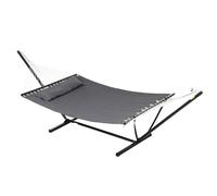 Outsunny Hamac sur pied 1 place Grand Confort – toile matelassée, tétière, oreiller – gris foncé
