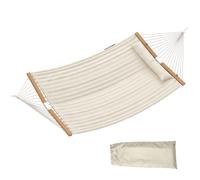 Outsunny Hamac suspendu 325 cm avec oreiller extra-long, tissu matelassé, poche pour magazines, intérieur et extérieur, crème