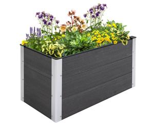 Outsunny Hochbeet Pflanzkasten Blumenkübel Bac à fleurs résistant aux intempéries sans fond Gris WPC + Aluminium 100 x 50 x 55,5 cm