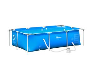 Outsunny HOMCOM Piscine tubulairepiscine hors-solrectangulaire en acier avec pompe de filtre piscine pour enfants et familles pour jardin et terrasse