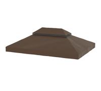 Outsunny Housse pour gazebo de jardin 3x4 m à 2 niveaux en tissu Oxford 600D avec trous de drainage, Café