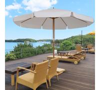 Outsunny Imposant Parasol de Jardin Rond Gris en Bambou Anti-UV UPF50+ | Aosom France