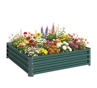 Outsunny Carré potager surélevé 120x120x30 cm acier galvanisé résistant à la rouille Vert foncé