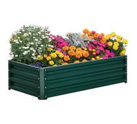 Outsunny Carré Potager de Jardin 120 x 60 x 30,5 cm Acier galvanisée Vert foncé
