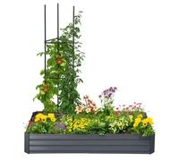 Outsunny Carré Potager jardinière rectangulaire en métal Grande capacité 180 x 90 x 29,5 cm avec Tuteurs pour tomates et Plantes grimpantes