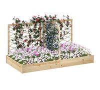 Outsunny Jardinière avec 3 Treillis modulable, lit surélevé de Jardin, jardinière extérieure, bac à Fleurs en Bois pour Balcon terrasse Patio, 222 x 114 x 109 cm, Effet Bois Naturel