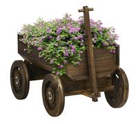 Outsunny Jardinière avec 4 Roues et poignée - Jardin Dim. 93L x 55L x 137H cm - Bois d'épicéa traité carbonisé