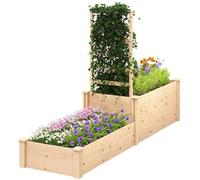 Outsunny Jardinière avec Treillis 222 x 63 x 132 cm Effet Bois Naturel