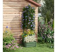 Outsunny Jardinière avec treillis ajustable, bac à fleurs avec cage à tomates acier galvanisé 61 x 61 x 187 cm vert