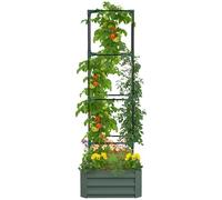 Outsunny Jardinière avec treillis ajustable, bac à fleurs cage à tomates, lit surélevé, pour plantes grimpantes, légumes, fleurs, en acier galvanisé, intérieur et extérieur, cour, jardin, balcon, vert