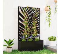 Outsunny Jardinière avec treillis, bac à fleurs avec brise-vue en métal, pour cour, jardin, balcon, 61 x 23 x 113 cm, noir