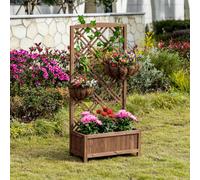 Outsunny Jardinière avec Treillis - bac à Fleurs - jardinière sur Pied - dim. 60L x 30l x 122H cm Bois Sapin pré-huilé | Aosom France
