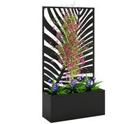 Outsunny Jardinière avec Treillis, bac à Fleurs, lit surélevé avec Brise-Vue, pour Plantes grimpantes, légumes, Fleurs, métal, pour Cour, Jardin, Balcon, 61 x 23 x 113 cm, Noir