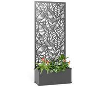 Outsunny Jardinière avec Treillis, bac à Fleurs, lit surélevé avec Brise-Vue, pour Plantes grimpantes, légumes, Fleurs, métal, intérieur et extérieur, Cour Jardin Balcon, 45 x 21,5 x 110 cm, Noir