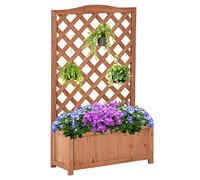 Outsunny Jardinière avec Treillis - bac à Fleurs - dim. 70L x 28l x 117H cm - Fond à Lattes - Bois Sapin pré-huilé