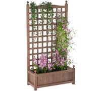 Outsunny Jardinière avec treillis – 64x28x120 cm – Bois sapin traité – Inserts d'irrigation