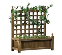 Outsunny – Jardinière avec treillis – Bois sapin traité, inserts d'irrigation, 64x28x75 cm, 50 kg