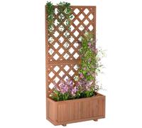 Outsunny - jardinière avec treillis - Bois de sapin - 72.5x31.5x149.5cm - Orange