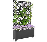 Outsunny Jardinière avec Treillis Découpes Irrégulières 90x30x160cm Noir